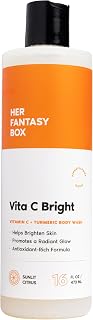 Her Fantasy Box | Vita C Bright Turmeric Body Wash – Antioxidant‐Rich Citrus Cleanser with Vitamin C & Turmeric for Radiant, Even-Looking Skin, Moisturizing Vegan Formula (16 oz)