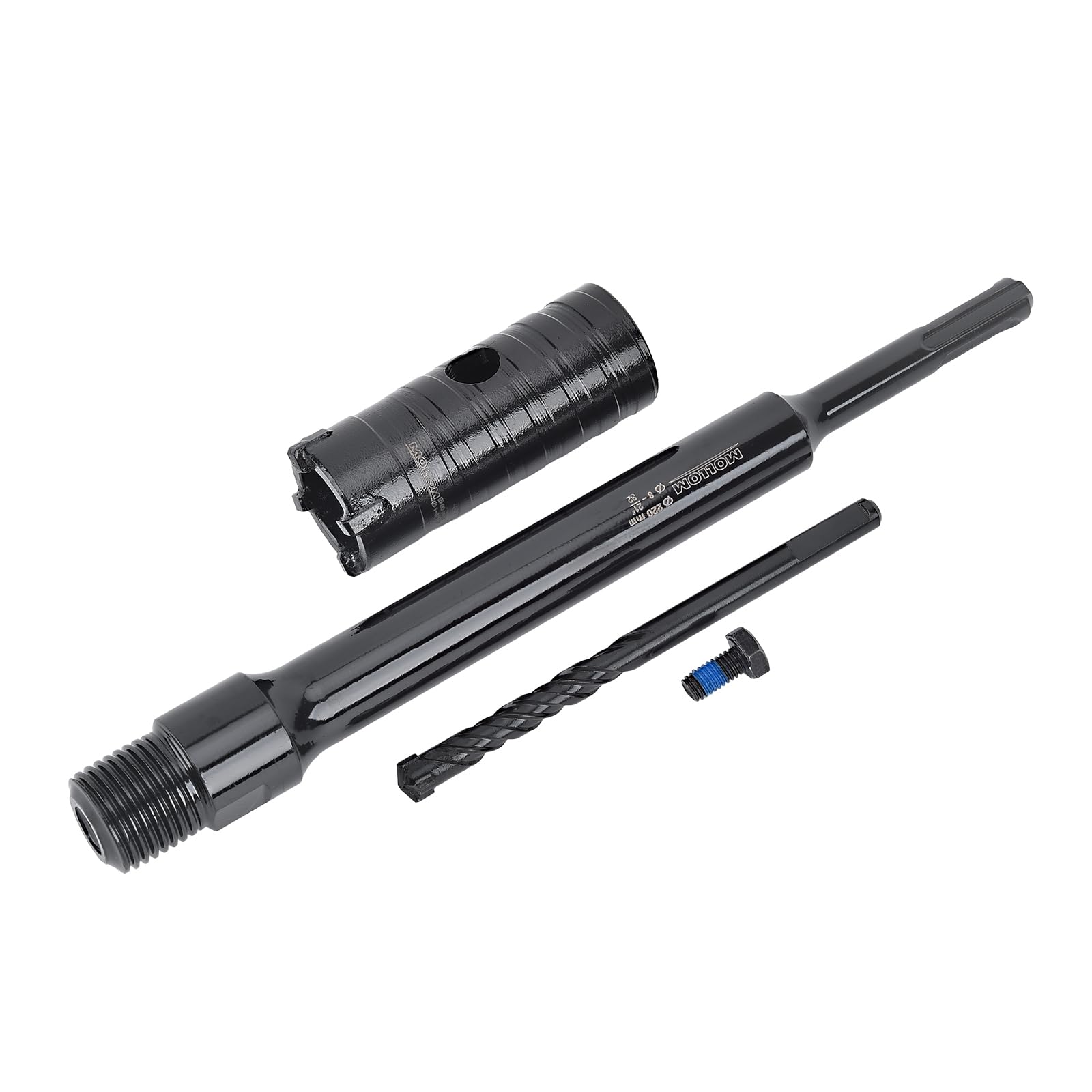 Mollom (30mm | 1-3/16") Kit de scie-cloche pour béton avec queue SDS Plus de 220mm et forets pilotes à pointe croisée, à utiliser pour maçonnerie, brique, ciment, pierre, mur