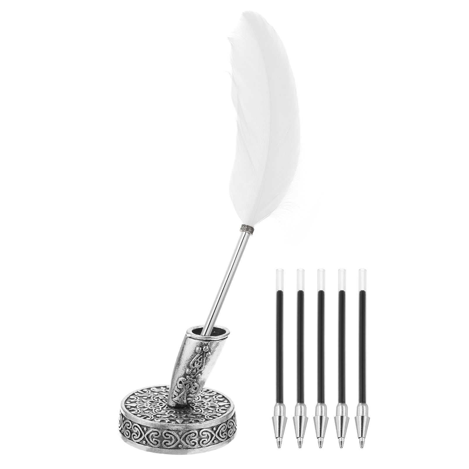 Stylo Plume Vintage PATIKIL - Plume Paon Et Encre Noire - Recharges Incluses - Pour Signatures Et écriture