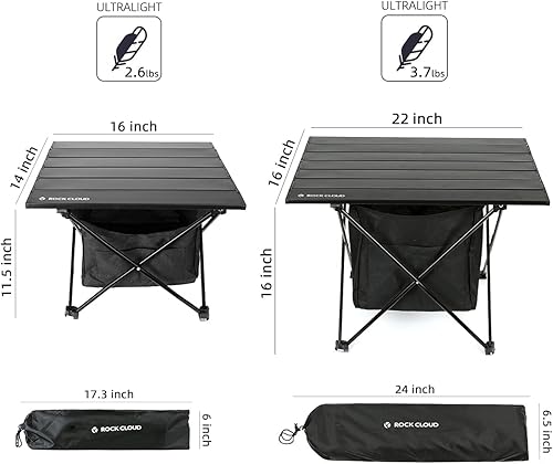 Vista 102 de Rock Cloud Mesa de camping portátil de aluminio ultraligera, plegable, mesa de playa para campamento, senderismo, mochileros, picnic al aire libre