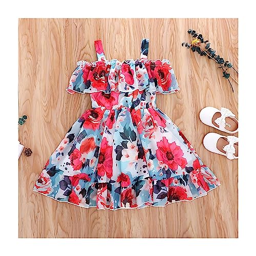 Image of Buy & Try Girls Summer Lightweight Georgette Floral Printed Frock Dress, Sleeveless Princess for Baby Girls, Stylish Fancy Kids Party & Casual Outfit