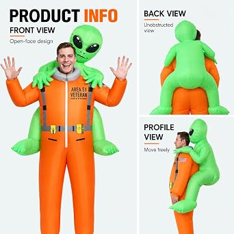 COOLWUFAN Inflatable Alien Costume with 2 Fans, Blow Up Costumes for Adults