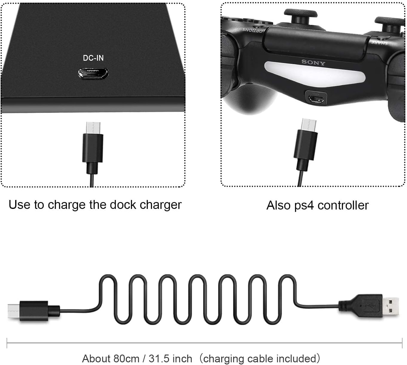 PS4 Controller Charger KINGTOP DualShock 4 Controller Charging Station Dock,Playstation 4 Charging Stand for Sony Playstation4 / PS4 / PS4 Slim / PS4 Pro Controller [Upgrade 2nd Generation]