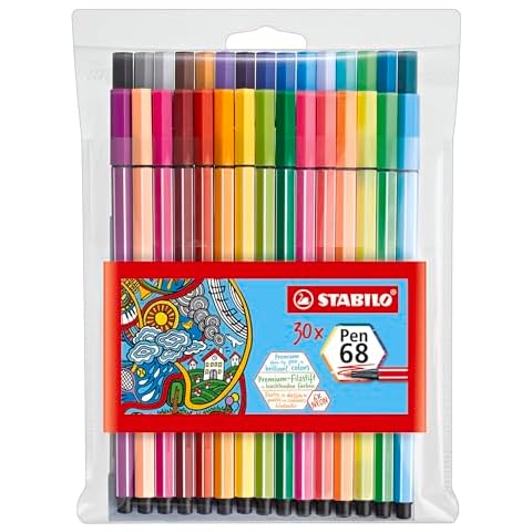 STABILO Pen 68 - Assorted Colour Pack of 30 Cover
