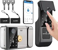 Fechadura Inteligente para Porta de Entrada, Fechadura Eletrônica com Teclado Digital que Funciona com o APP Tuya, Preto, para Porta de Ferro uso externo/Porta de Alumínio, IP65