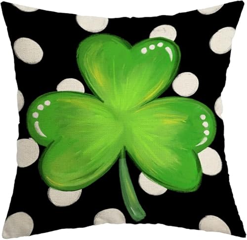 AACORS AA132-18 - Funda de almohada para el día de San Patricio de 18 x 18 pulgadas decoración de trébol para casa de campo decoración de primavera