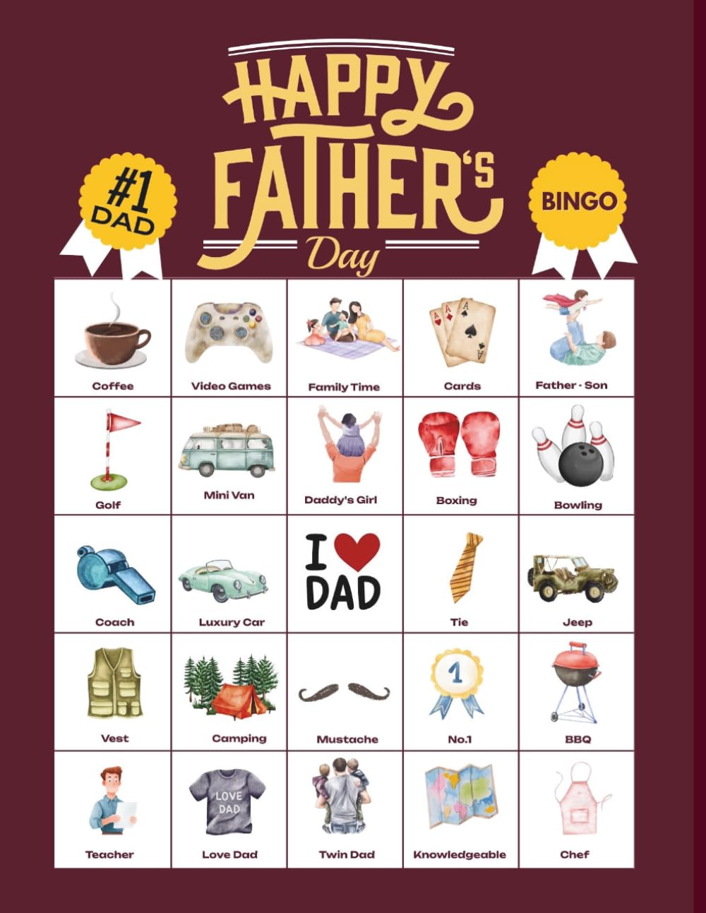 Father's Day Bingo: Party Games for Family BBQs, Fatherhood Celebrations, and Unique Gifts for Dads