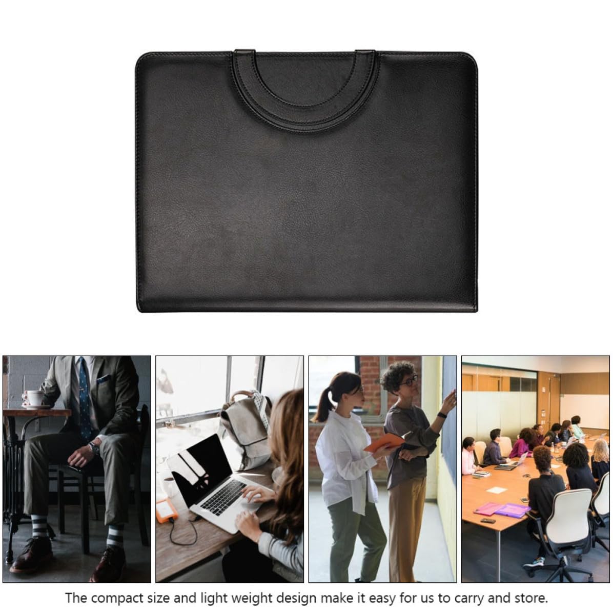 Cartella Portadocumenti in Pu con Cerniera, Grande Formato A4, Cartellina Elegante e Resistente con Scomparti, per Ufficio e Riunioni di Lavoro