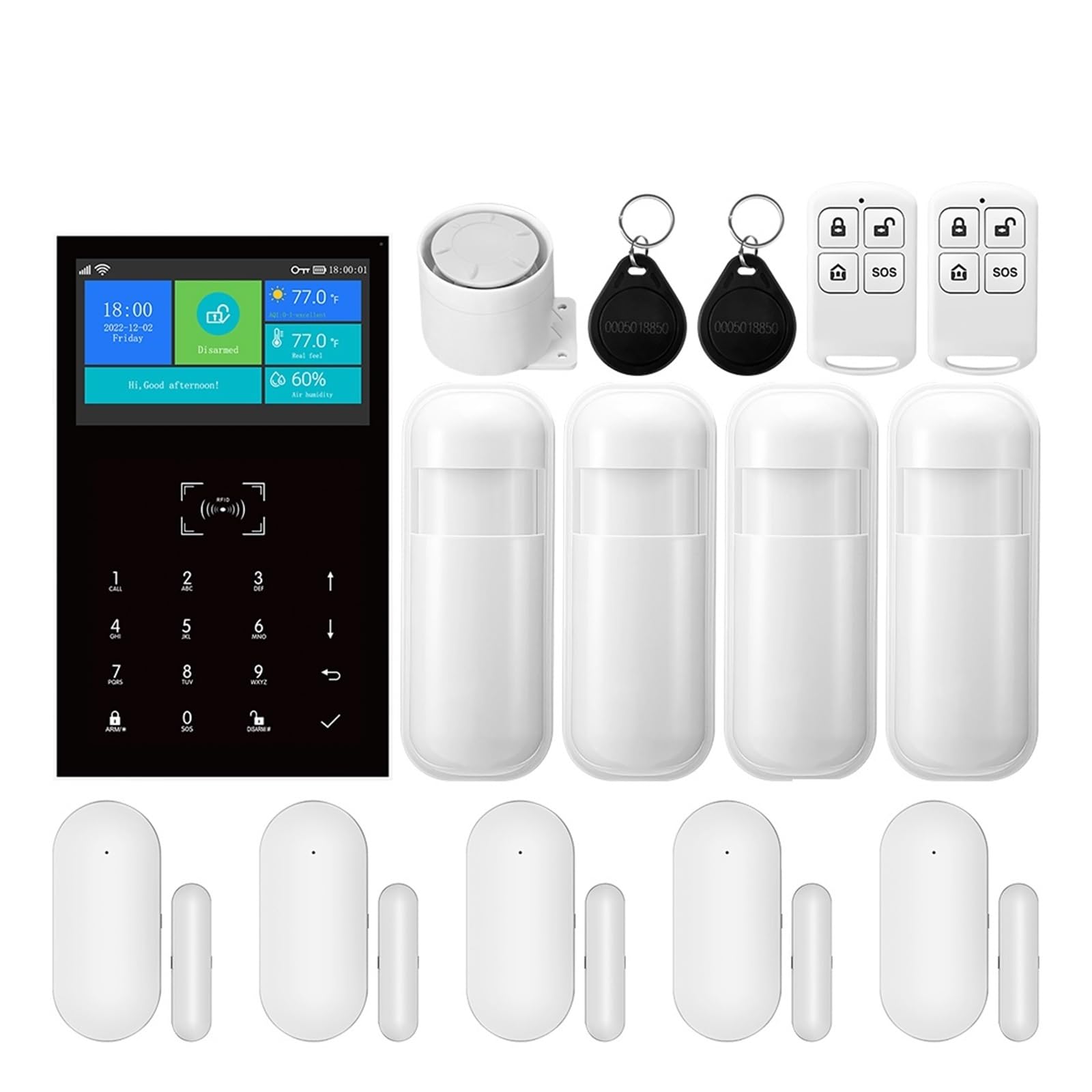 Koesrxnqw E Wifi Smart Hom Gsm Alarm System Wireless Suitabl For Residential Offices Villas Remot Monitoring(E)