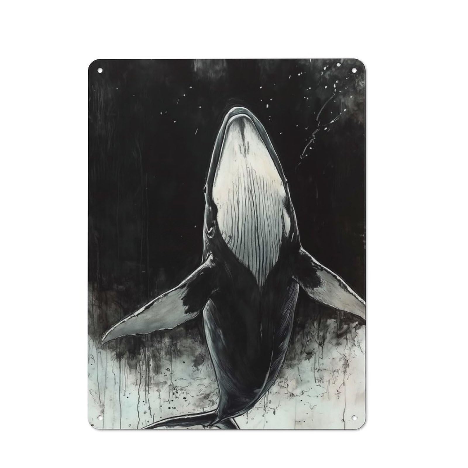 Junmoney Whale In The Deep Metal Wall Sign 40X30cm Featuring For Home Bar Wall, Suited To Bar Sign Collectors