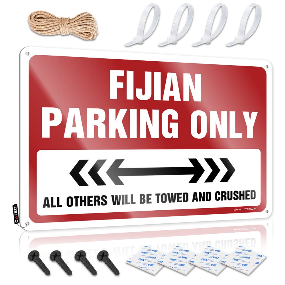 Krazmurongd Men's One Color Beer Decor Fijian Parking Only Tin Sign Man Cave Rules Decaor Sign