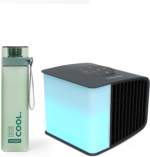 Evapolar EvaSMART - Enfriador de aire evaporativo personal (gris) y botella evaBottle a prueba de fugas