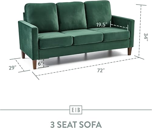 Miniatura 2 de Edenbrook Sofá tapizado Archer  Sofás para sala de estar  Sofá de terciopelo verde  Muebles de sala  Sofá pequeño  Asientos tres  Sofá moderno con