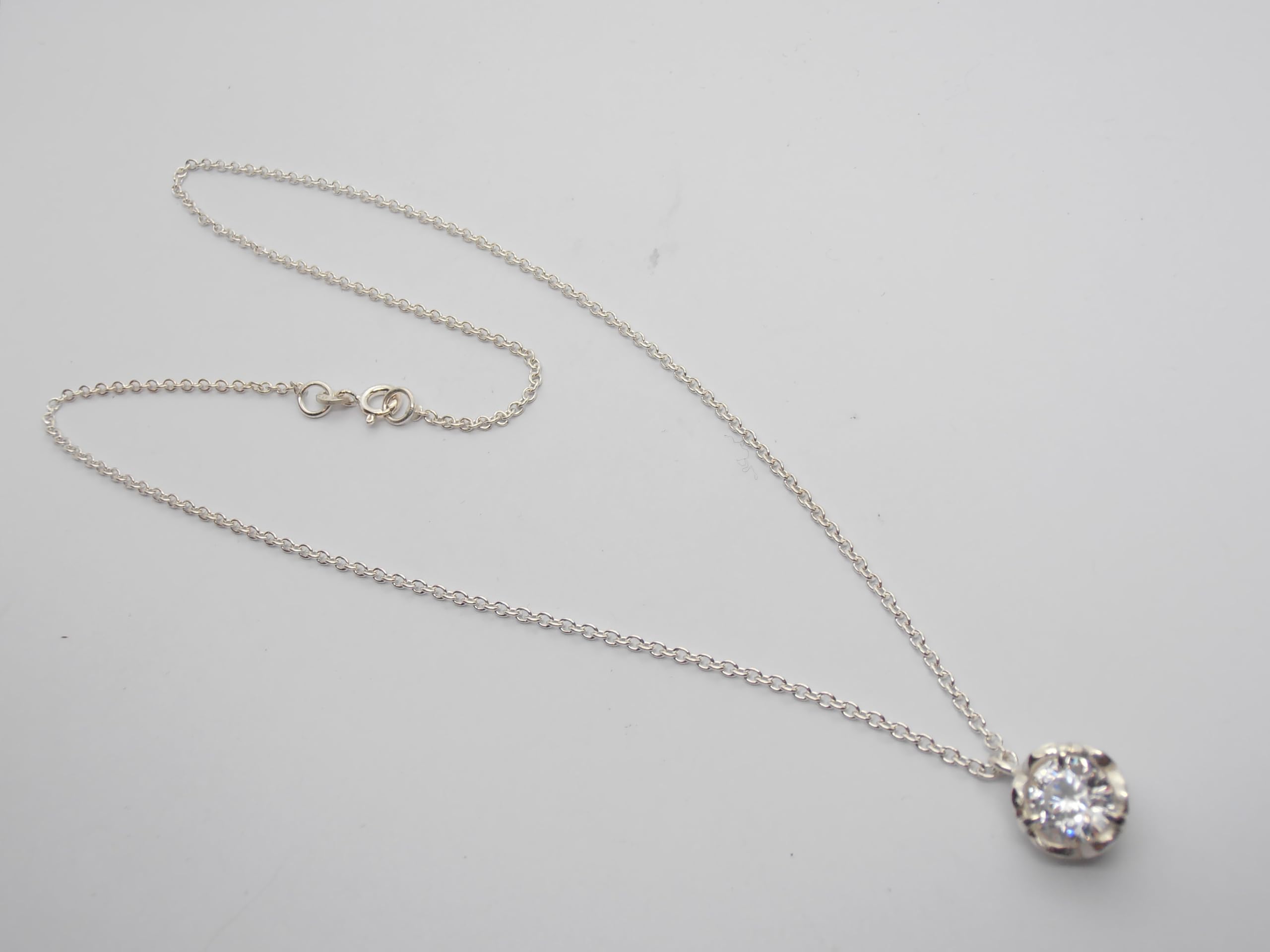 Punto Luce : Girocollo e Ciondolo in Argento 925 con Zircone taglio Brillante - Pendente - Catenina - Collana Pietra Semi-Preziosa
