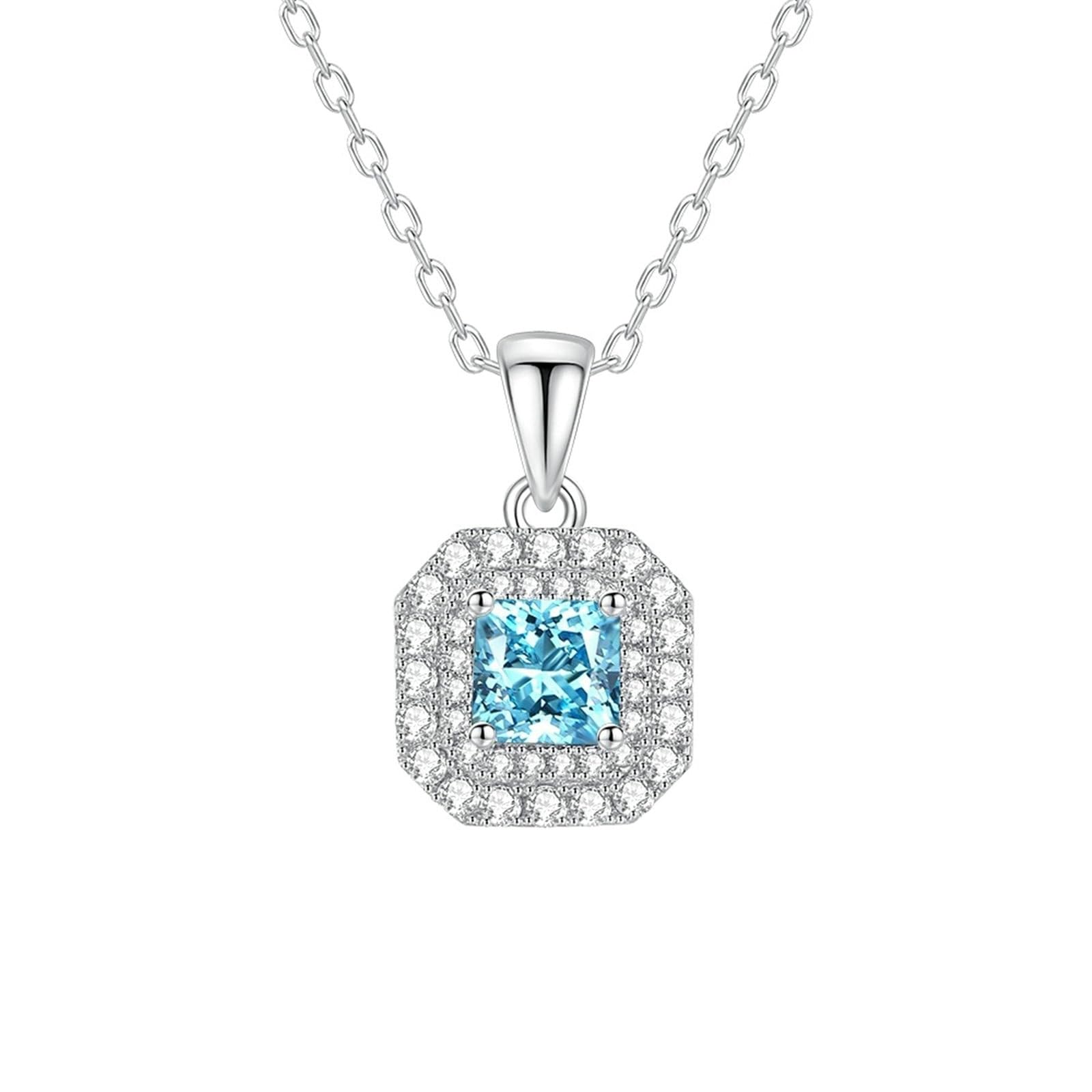 Topaz damski łańcuszek z geometrycznym splotem 9K/14K/18K złoty/platynowy, naszyjnik z topazem i moissanitem dla przyjaciółki