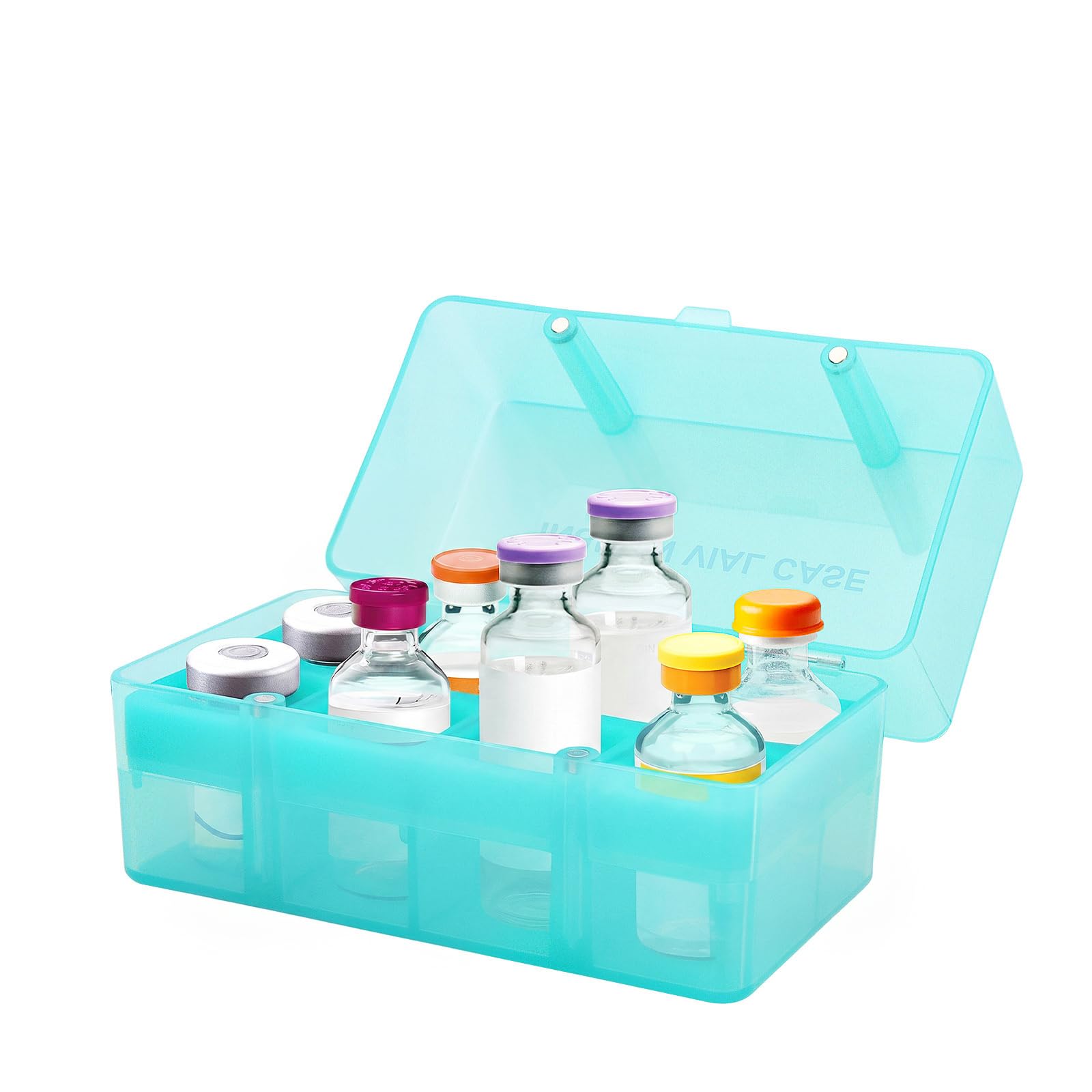APDTEK Insulin-Fläschchen-Aufbewahrungsbox für Kühlschrank, 8 Fächer, Diabetiker-Insulin-Fläschchen, Organizer, Schutz für Reisen, passend für 5 ml