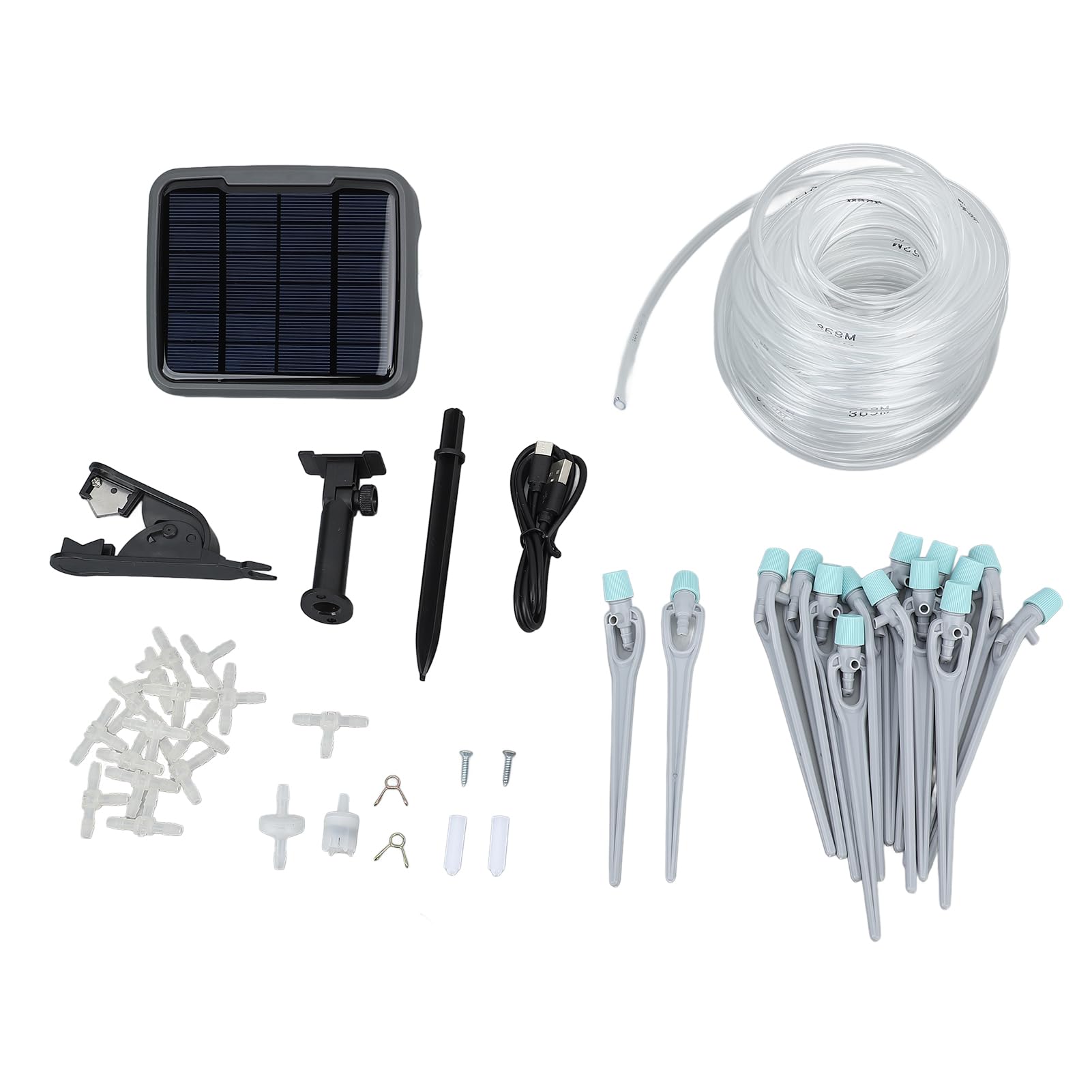 Kit di irrigazione solare automatica a goccia di irrigazione automatico con timer intelligente per piante in vaso Giardini Serre Aiuole con 15 gocciolatori regolabili Tubo da 15 m (Tipo regolabile)