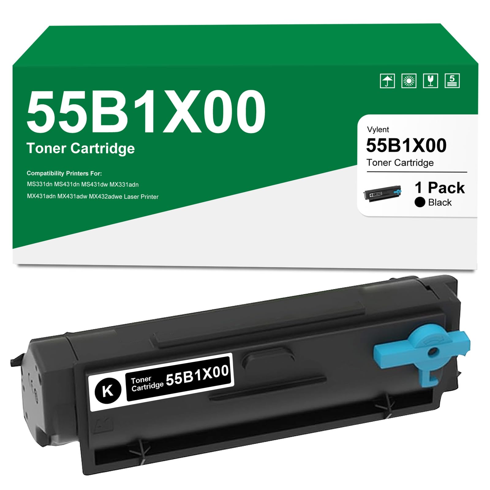 55B1000 Black Toner Cartridge With New Chip (1-Pack - View #5