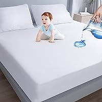 Moonsea Queen Size Waterproof Mattress Protector - Breathable, Noiseless Polyester Fitted Cover for Kids, Pets & Incontinence, Fits 5-18" Mattresses