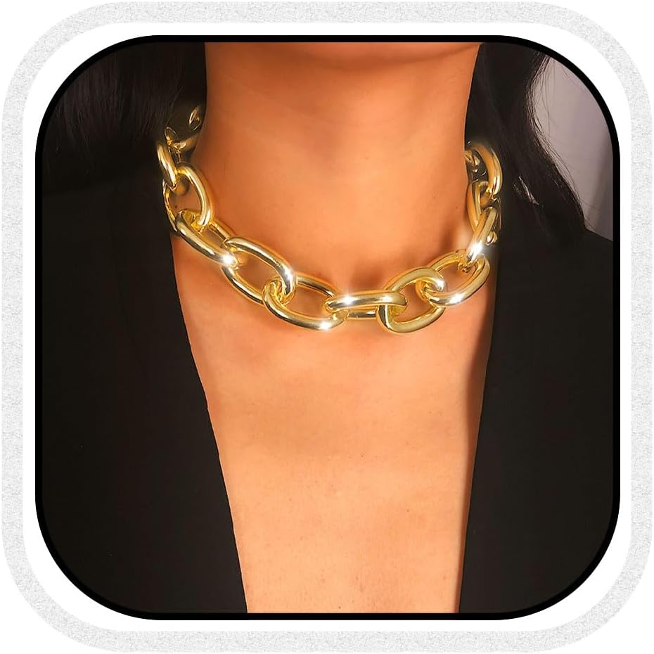 Boho Choker Necklace Gold Cuban Link Necklaces Chain Fashion Jewelry for Women and Girls