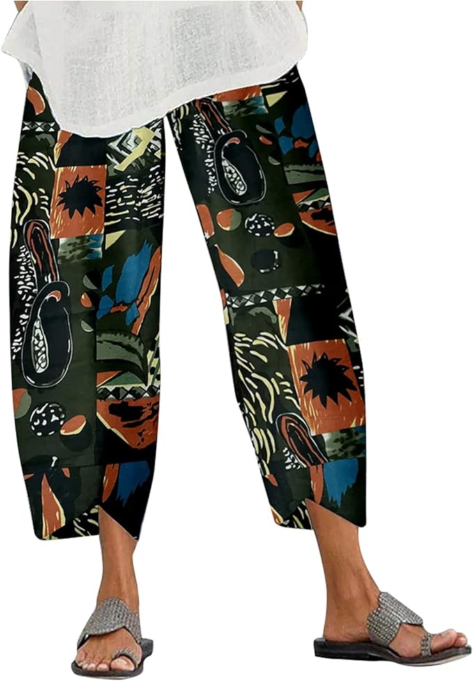 Liably Women's Cotton Linen Trousers Harem Jogging Bottoms Women's Boho