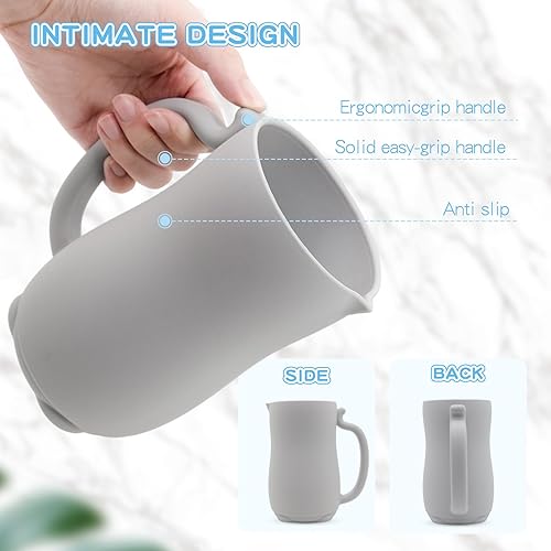 Miniatura 6 de mandoo Taza de enjuague de baño para bebés, silicona de grado alimenticio, taza de enjuague para champú y lavado corporal para niños con mango de