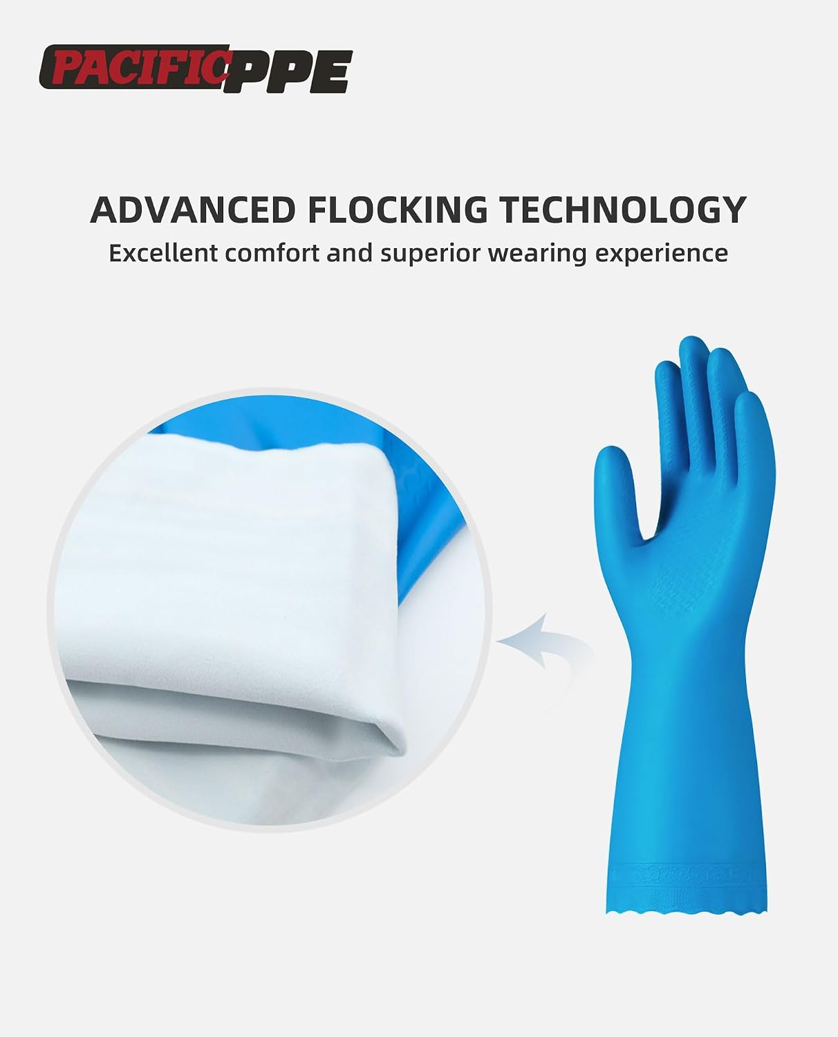 PACIFIC PPE 4 Pairs Reusable Dishwashing Cleaning Gloves, Household, Kitchen, Cotton Liner, Blue, Small image 2