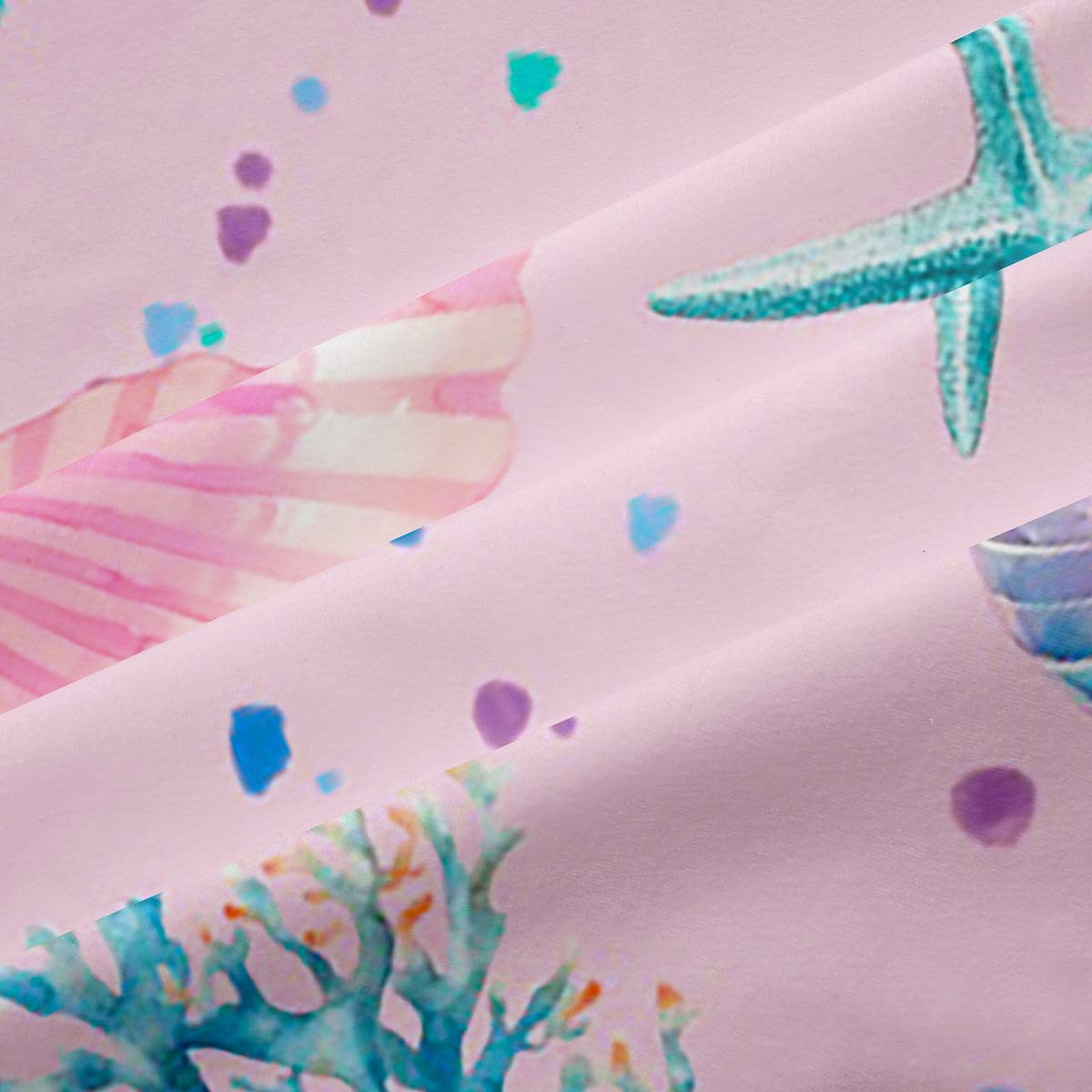 Homemissing Tende oscuranti rosa costiere per camera da letto, soggiorno, oceano spiaggia, tende oscuranti a tema nautico corallo stelle marine, 2 pannelli 167,6 x 182,8 cm (larghezza x lunghezza)