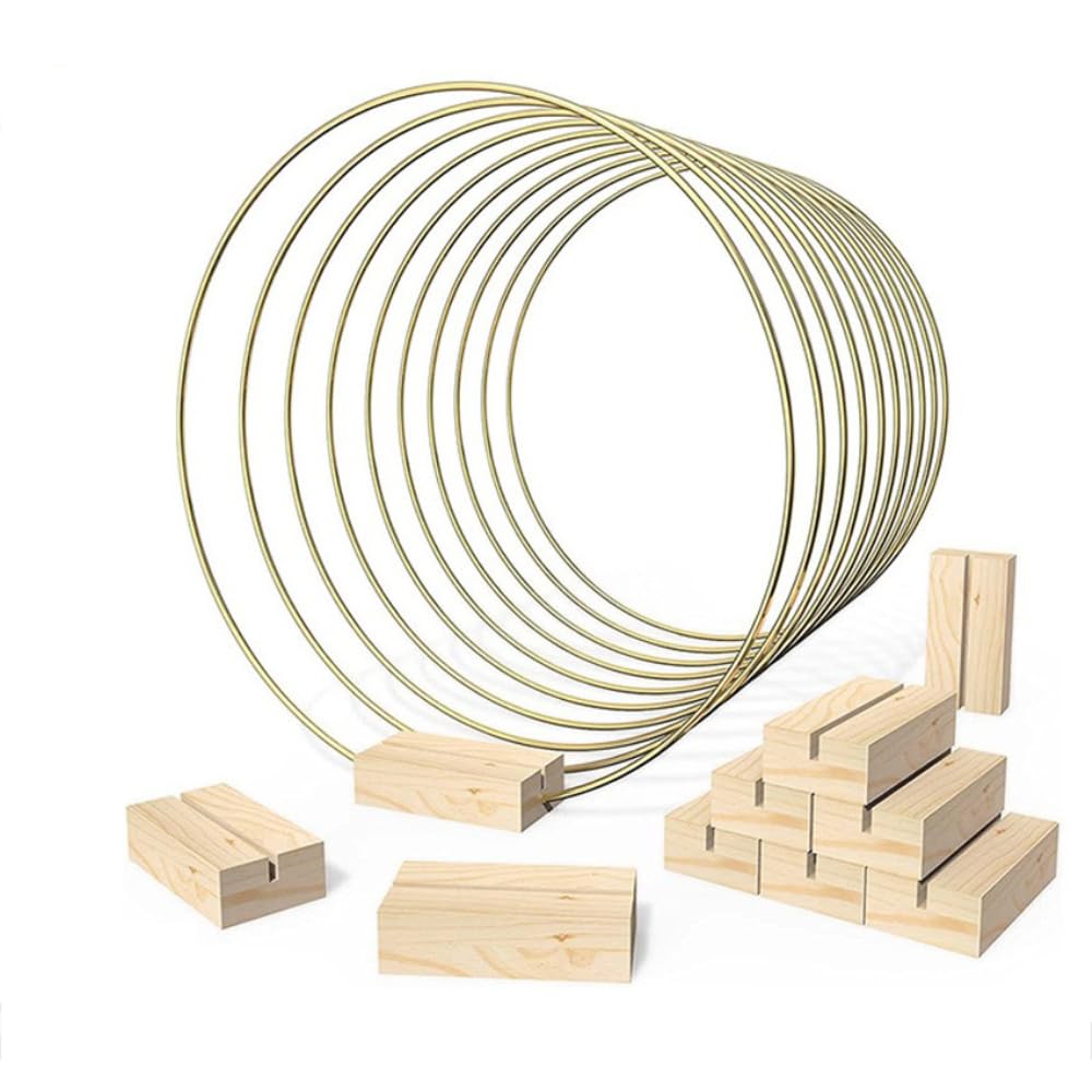 25CM Metallring Mit Holzständer - DIY Bastelring Für Traumfänger & Deko