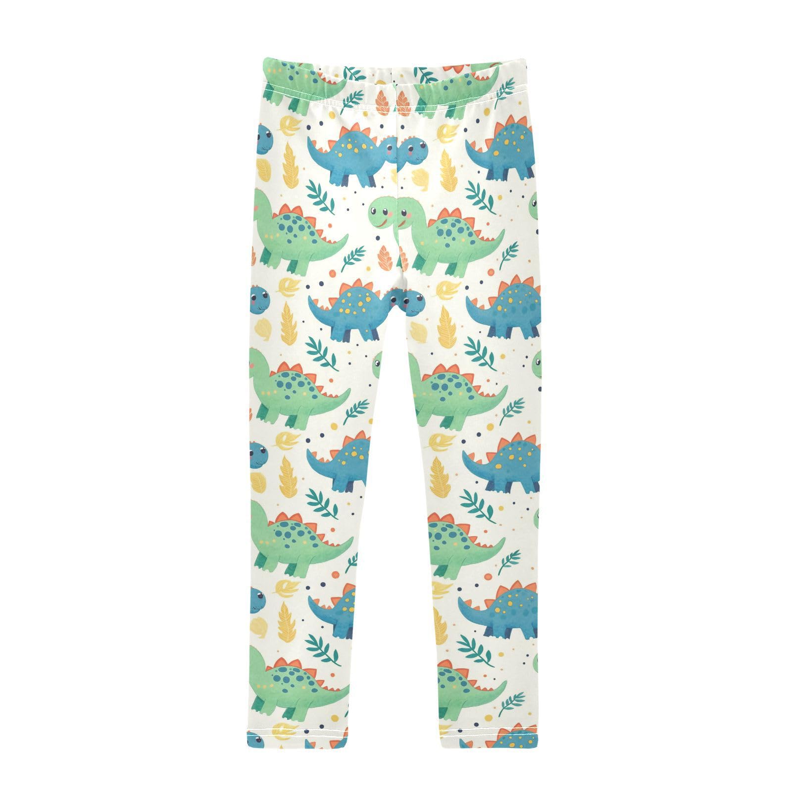 Cute Dinosaurs Girls' Leggings Toddler Doodles Leaves Dots Kids Yoga Pants Dance Active Tights 5T Multi