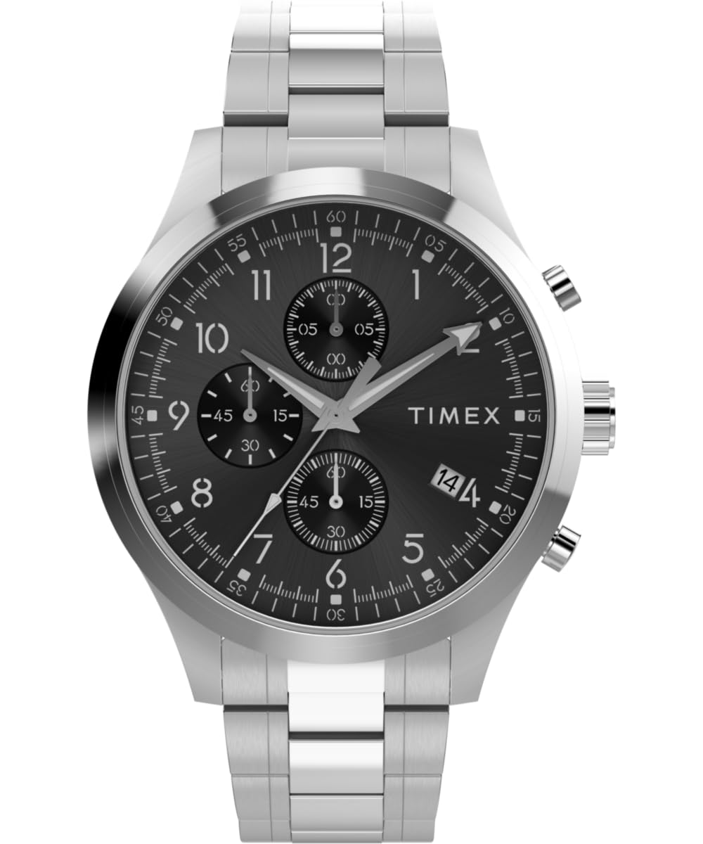Timex Orologio da Uomo Trend da 43 mm, Cinturino in Acciaio Inox a Doppia Tonalità, Quadrante Blu, Cassa a Doppia Tonalità, TW2Y01500