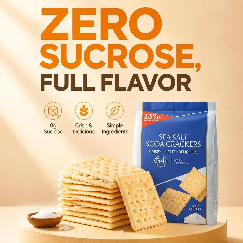 Galletas de soda con sal marina, snack crujiente sin freír 500 g