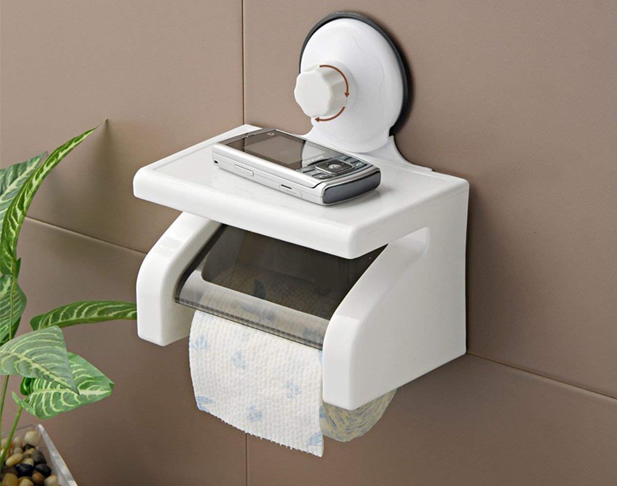 Bletilla Tissue Roll Toilet Paper Holder with Shelf for Bathroom - Suction Cup Mount in Smooth and Glossy Surface - 100% Waterproof – White (Pack of 1) (B0BTVYRW9X) Amazon Price History, Amazon Price Tracker