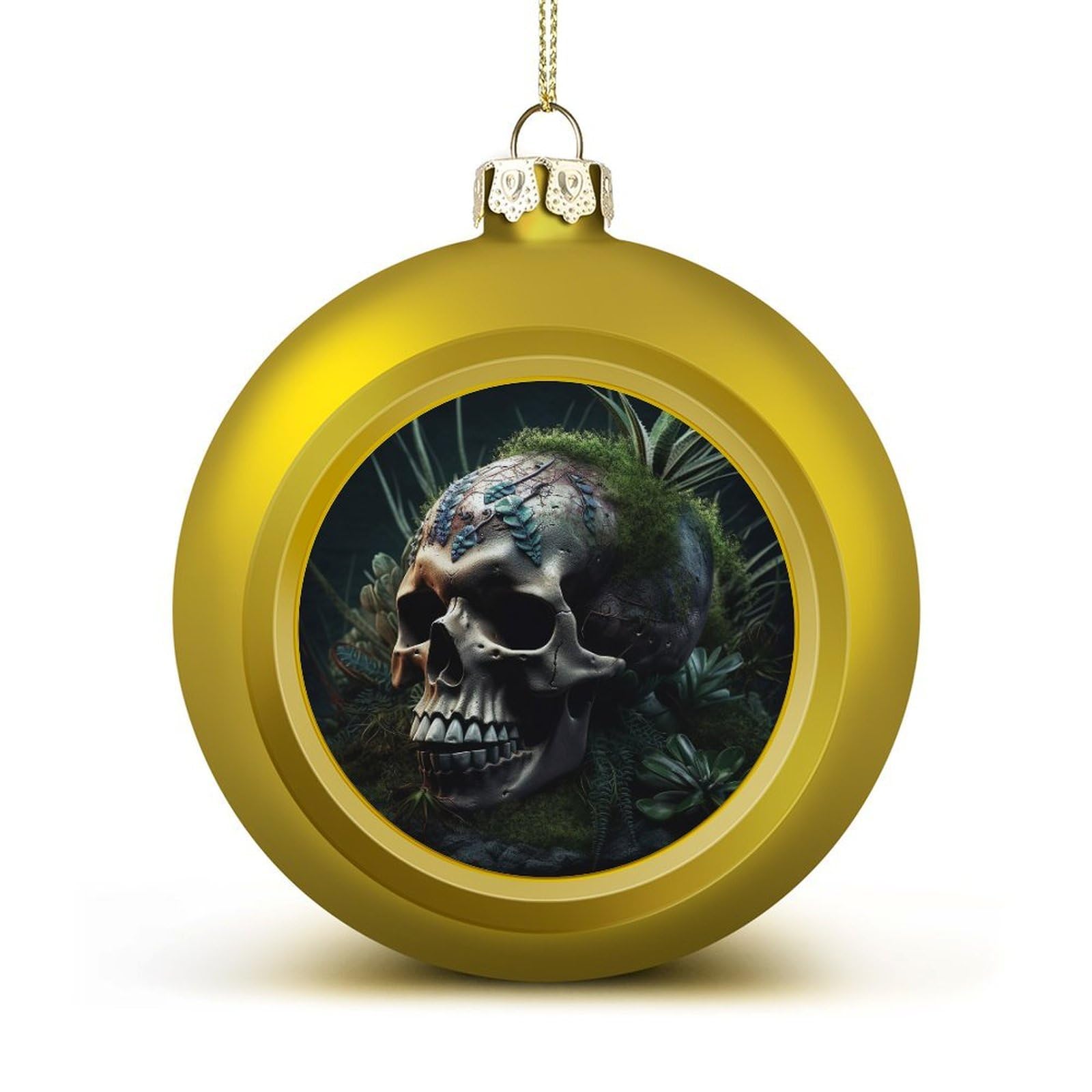 Skull and Plants Christmas Balls Ornaments for Xmas Christmas Tree 1.6" Hanging Shatterproof Xmas Balls Hanging Decor Pendants for Holiday Party Outdoor Indoor DIY Craft Supplies