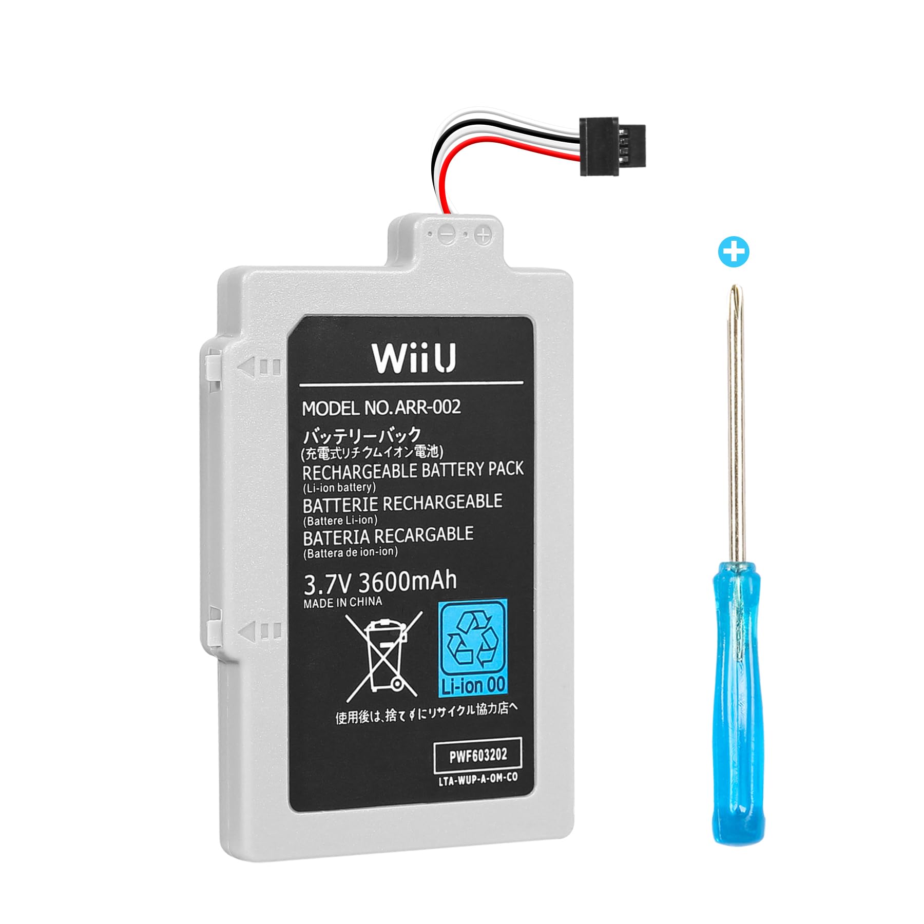 Batería para Wii U Gamepad, 3600 mAh, alta capacidad, paquete de batería de repuesto para Nintendo Wii U Gamepad WUP-010/WUP-012 con herramienta, 2 unidades