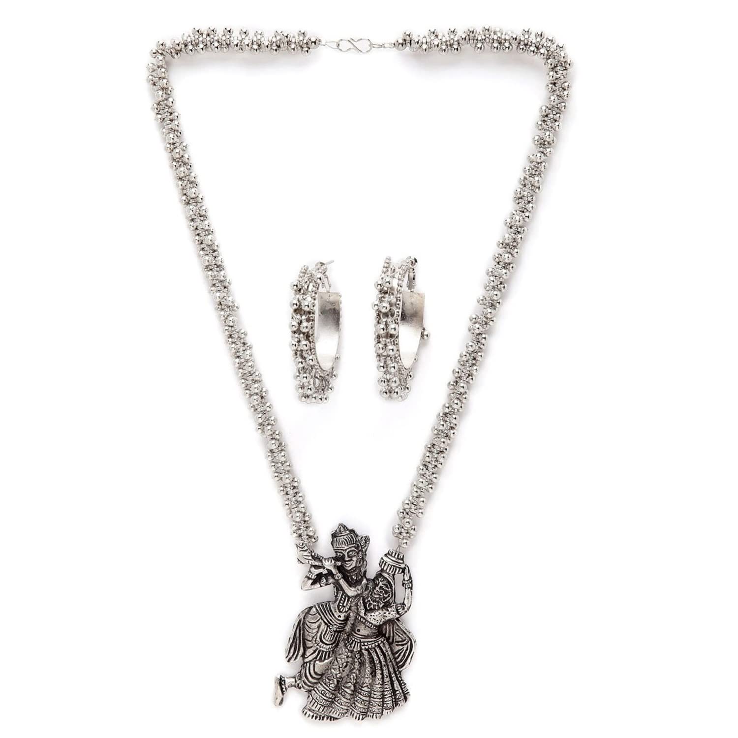 Shining Diva Fashion Latest Stylish Traditional Oxidised Silver Necklace Jewellery Set for Women (13135s) (B0B15JC97Z) Amazon Price History, Amazon Price Tracker