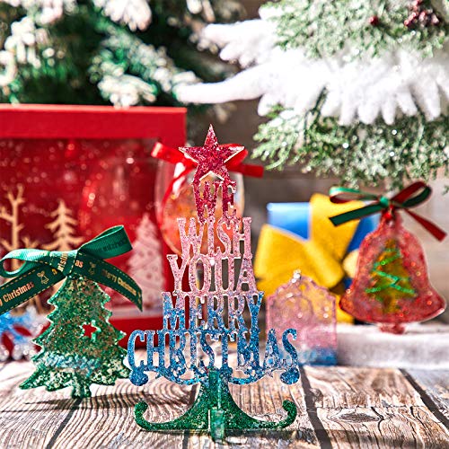 7 Pieces Christmas Resin Silicone Molds 3D Christmas Tree Mold Pendant Decoration Molds With Hanging Hole Include Bells, Elk, Christmas Tree, Round Snowflakes Pendant, Love Tag For Xmas Home Decor #TOP6