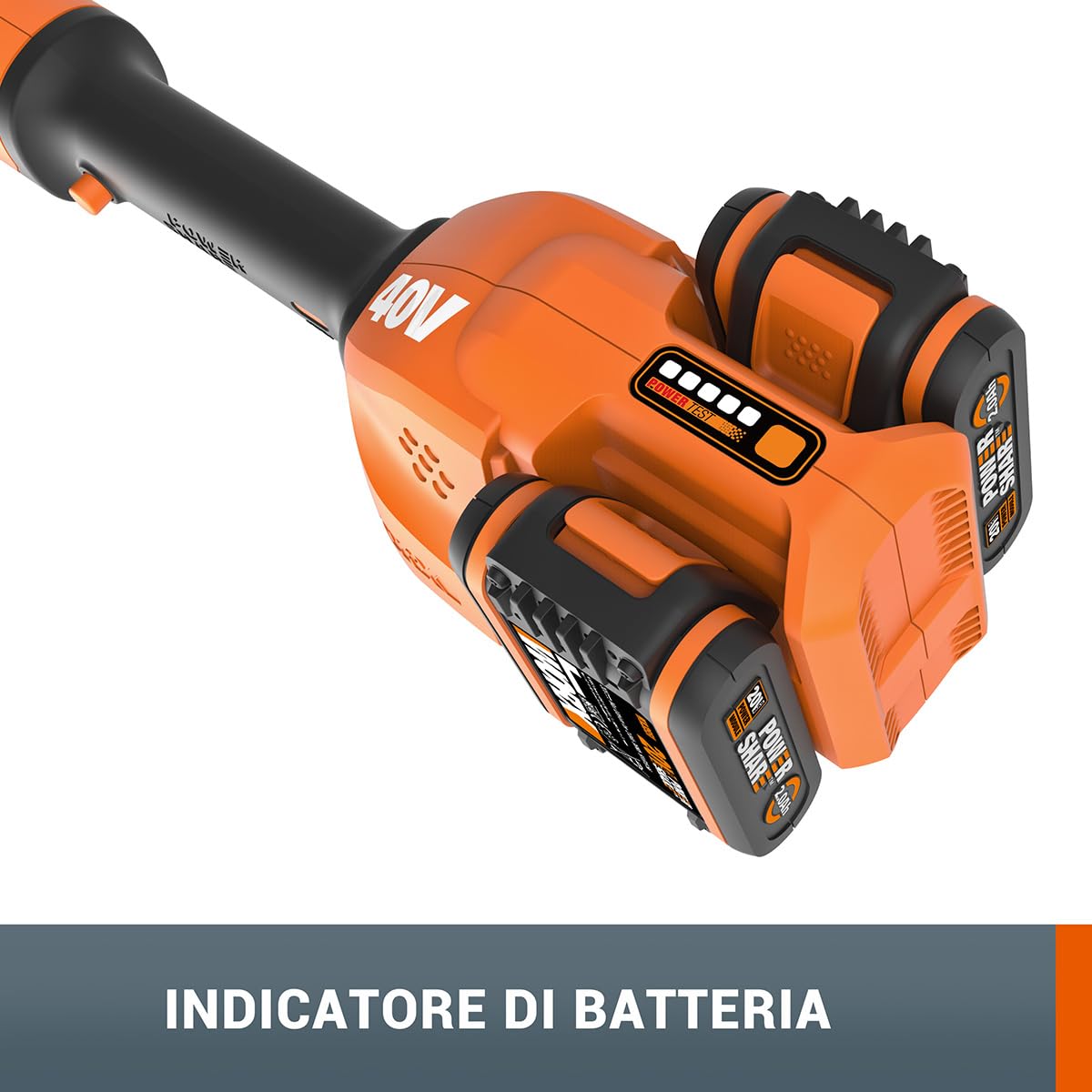 WORX WG183E Decespugliatore a batteria 40 V Max. (2 x 20 V) | Include 2 batterie 2 Ah e doppio caricatore | Testina con uscita del filo doppia | Avanzamento del filo automatico