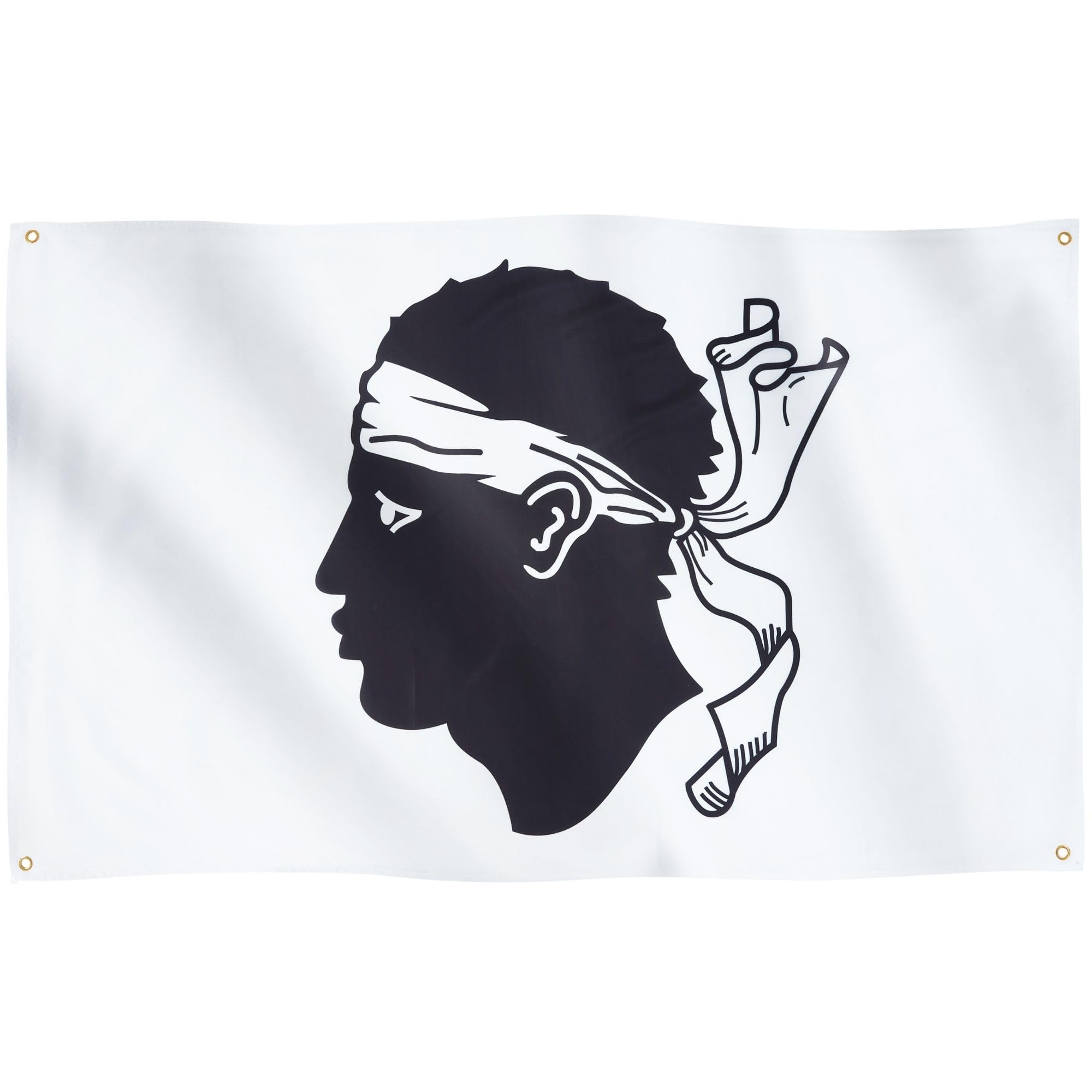 Runesol Corsica Flag, 91x152cm, 3ft x 5ft, 4 Grommets, Eyelet In Every Corner, Bandiera Testa Mora, Moors Head, Premium Flags