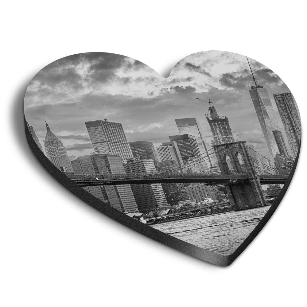 Destination Vinyl Ltd Multicolor 1 X Heart Mdf Magnets - New York Sunset Brooklyn Bridge 37780