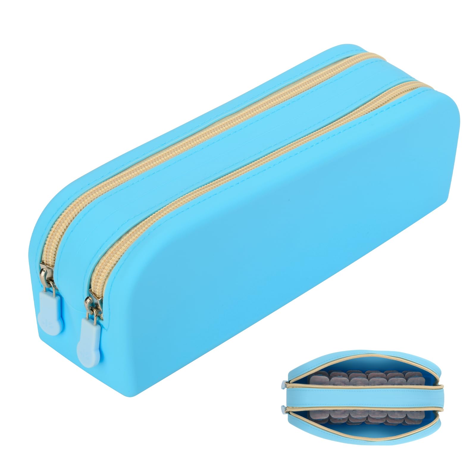 Portable Daily Contact Lens Organizer,40-Lens Storage,Premium Silicone Case With Zipper,Travel-Friendly,Water-Resistant Case for All Brands Daily Lens