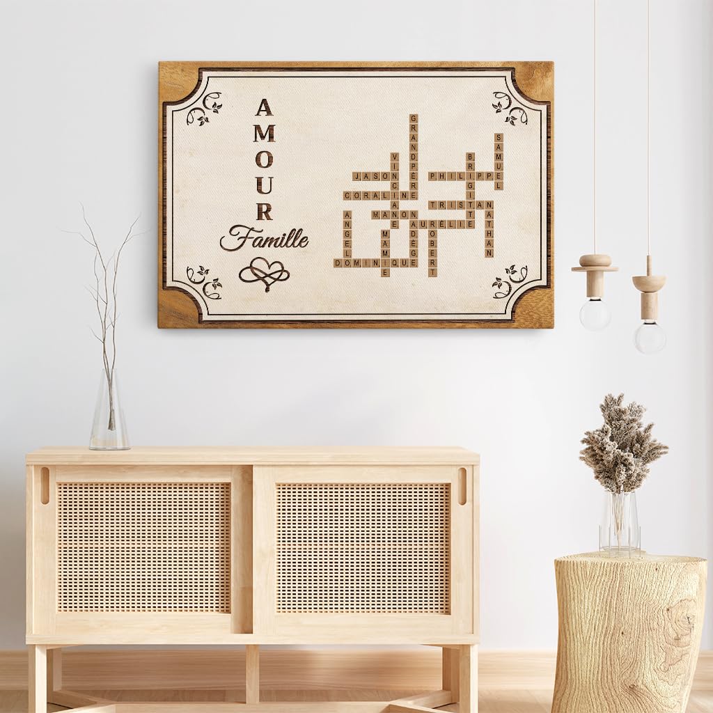 Toile Personnalisée Famille - La Famille C'est L'Amour Avec Votre Photo - Cadeau Personnalisable