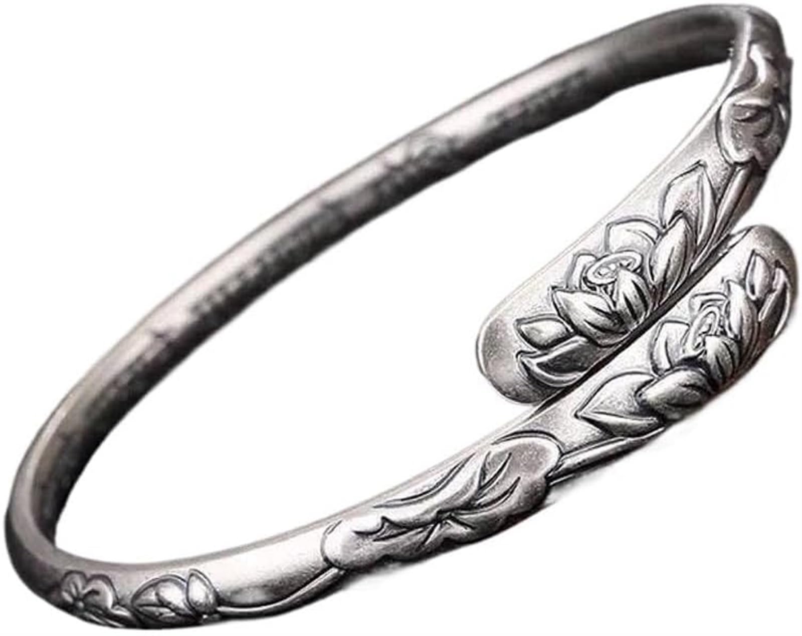 Bracciale in Argento, Bracciale Rigido alla Moda, Braccialetto in Argento S999 Opaco Retro us detti buddisti Bracciale Femminile Aperto in Argento Come Mostrato
