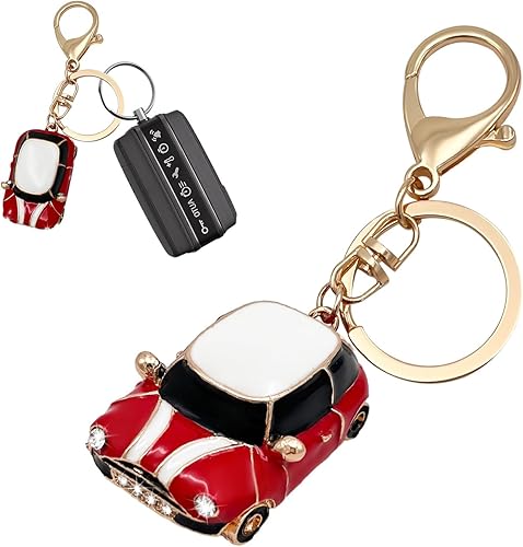 Sylvil Llavero de diamantes de imitación modelo de automóvil, llavero creativo con forma de automóvil, llavero de metal 3D, regalo para hombres y