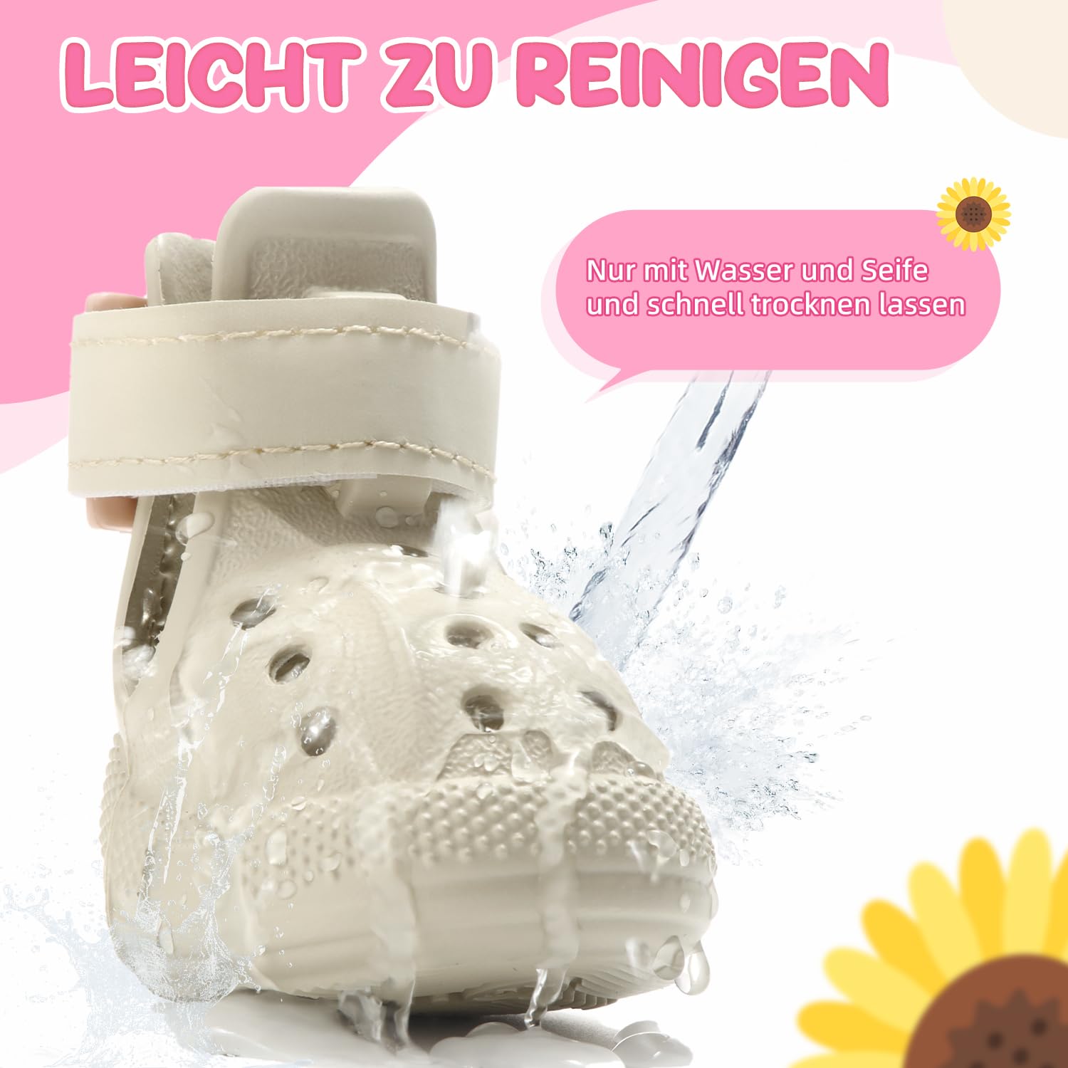 Eyein Hundeschuhe Pfotenschutz Sommer, Atmungsaktive rutschfeste Hundesandalen mit Verstellbare Reflektorstreifen für kleine, mittlere und große Hunde, leicht an- und ausziehbar (Weiß, Größe 8)