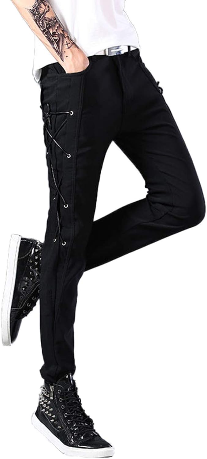 DSDZ Mens Motocycle Hip Hop Skinny Rock Punk Pants (28