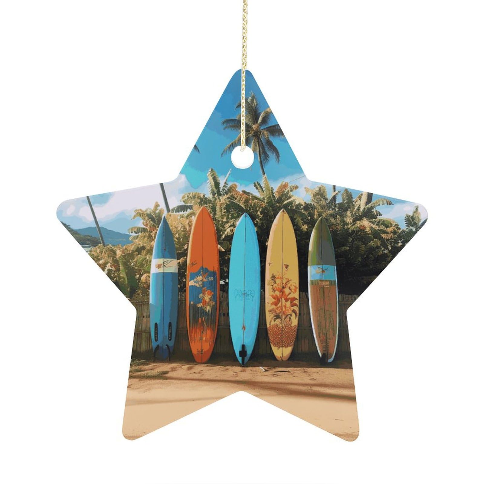 Surf's Up Surfboard Christmas Ornaments Ceramic Christmas Tree Hanging Decorations Xmas Star Pendant for Christmas Decorations 2024 Christmas Tree Ornaments Gifts