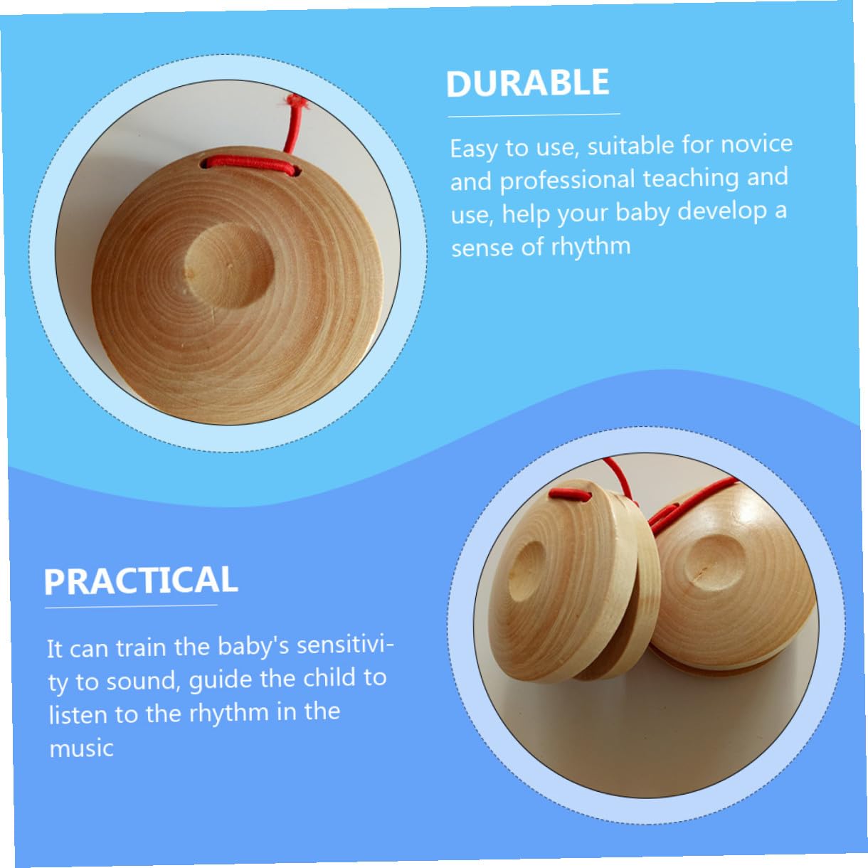 Strumento Percussione in Legno 12 Pezzi, Nacchere Facili da Impugnare Suono Nitido, Perfette per Insegnamento Professionale e Natale