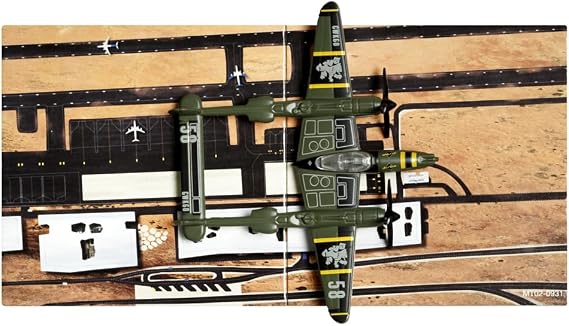 Matchbox Collectible Die-Cast Metal Sky Busters Inspired by Lockheed Martin P-38 Lightning Jet - HLJ25 ~ Green Combat Fighter Jet Airplane ~ Includes Playmat