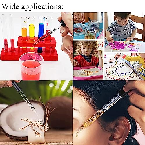 Image of Eye Dropper Set for Essential Oils, Pipettes Dropper with Black Rubber Head, Calibrated Thick Glass Medicine Dropping Pipettes, 1ml Dropper Measurer, Dropper for Liquid, Straight-Tip, Bent-Tip